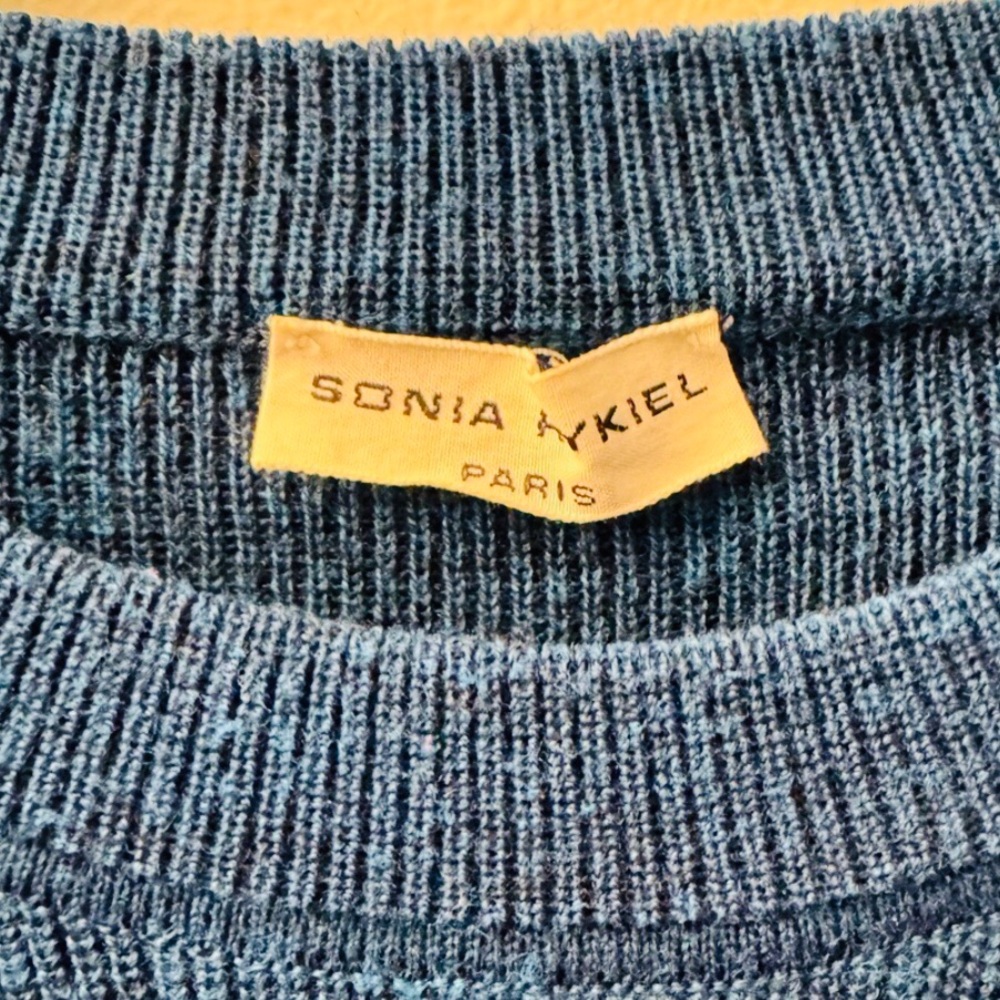 ❤️ SONIA RYKIEL ❤️ LUXURY BLUE STRIPED SWEATER AND GOLD BUTTON ACCENTS (NWOT) . - Picture 5 of 7